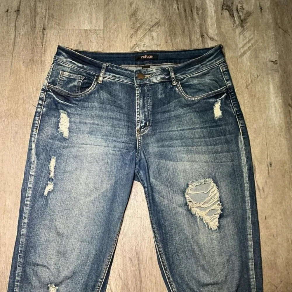 Refuge Blue Distressed Skinny Jeans Size 12 Ripped Casual Streetwear Y2K